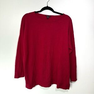 Eileen Fisher Long Sleeve Knit 100% Merino Wool Sweater Red Women's Size Medium